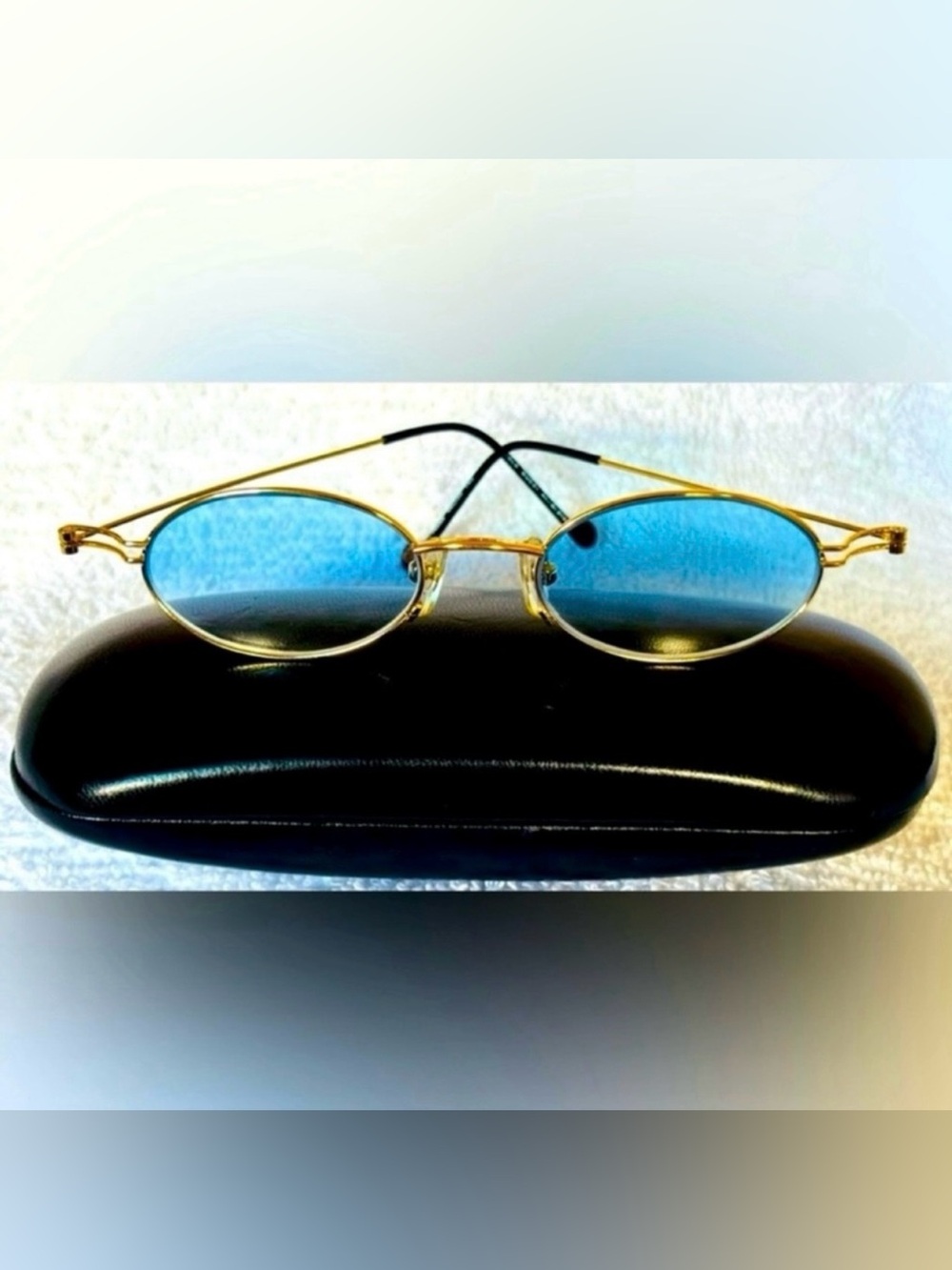 VERY RARE Authentic Gucci Coogi Brand Name Gold Metal Frame Blue Tint Sunglasses - Picture 13 of 15